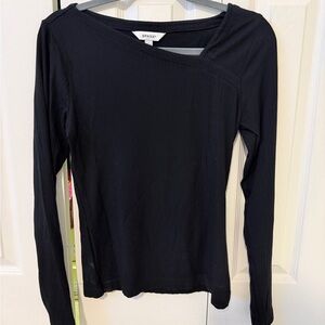 SPANX Black Asymmetrical Long Sleeve Top